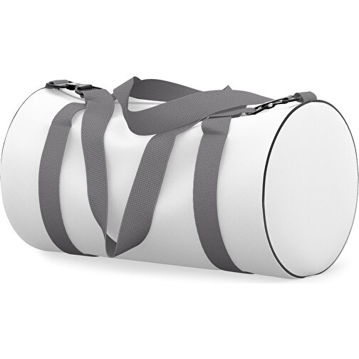 Sporttasche Modernfit , weiss / delfingrau, Sublimation Poliester 300g, 27,00cm x 27,00cm x 50,00cm (Länge x Höhe x Breite), Bild 2