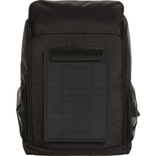 Pedro AWARE™ RPET Deluxe Rucksack Mit 5W Solar Panel , schwarz, PET - recycelt, 30,00cm x 48,00cm (Länge x Höhe), Bild 3