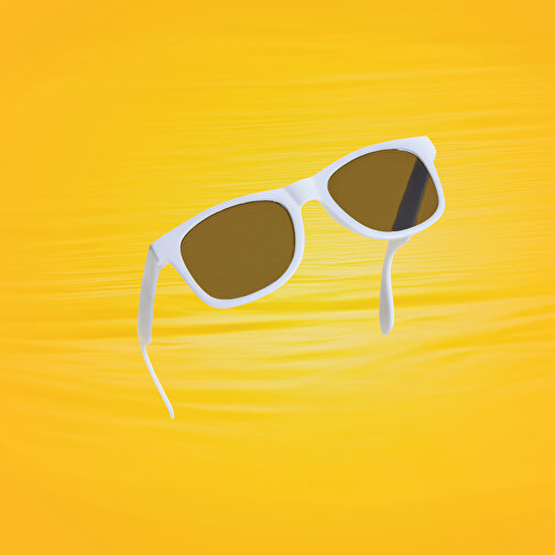 Sonnenbrille Aus RCS Recyceltem PP-Kunststoff, Weiß , weiß, Polypropylen - recycelt, 14,50cm x 4,90cm x 14,80cm (Länge x Höhe x Breite), Bild 5