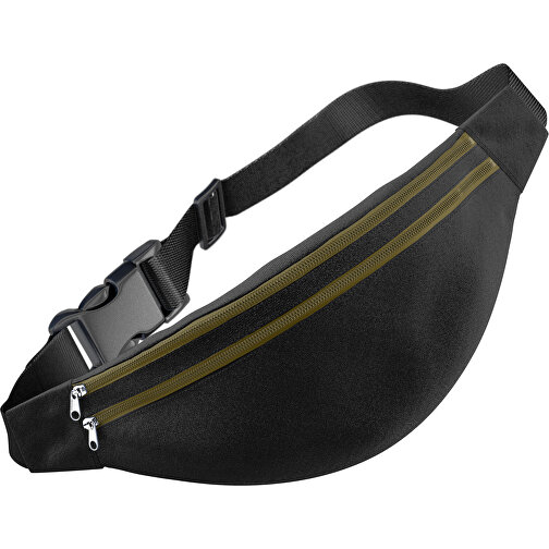 Stylische Gürteltasche Fanny , schwarz / tannengrün, Sublimation-fabric 200g - Polyester (PU), 13,00cm x 33,00cm (Höhe x Breite), Bild 1