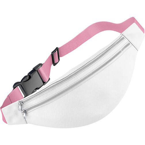 Stylische Gürteltasche Fanny , weiss / hellpink, Sublimation-fabric 200g - Polyester (PU), 13,00cm x 33,00cm (Höhe x Breite), Bild 1