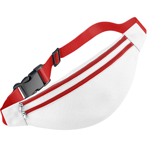 Stylische Gürteltasche Fanny , weiss / dunkelrot, Sublimation-fabric 200g - Polyester (PU), 13,00cm x 33,00cm (Höhe x Breite), Bild 1