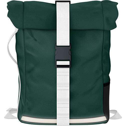 Rolltop Rucksack Comfort , dunkelgrün / weiss, Sublimation-fabric 200g - Polyester (PU), 29,50cm x 13,00cm x 33,00cm (Länge x Höhe x Breite), Bild 1