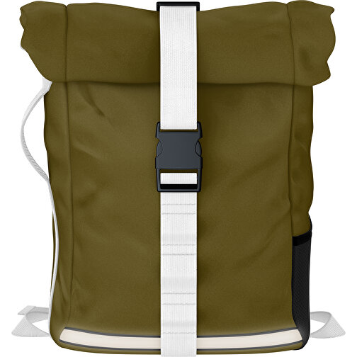 Rolltop Rucksack Comfort , tannengrün / weiß, Sublimation-fabric 200g - Polyester (PU), 29,50cm x 13,00cm x 33,00cm (Länge x Höhe x Breite), Bild 1