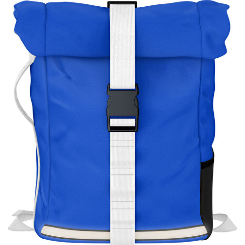 Rolltop Rucksack Comfort , königsblau / weiß, Sublimation-fabric 200g - Polyester (PU), 29,50cm x 13,00cm x 33,00cm (Länge x Höhe x Breite), Bild 1