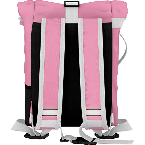 Rolltop Rucksack Comfort , hellpink / weiß, Sublimation-fabric 200g - Polyester (PU), 29,50cm x 13,00cm x 33,00cm (Länge x Höhe x Breite), Bild 2