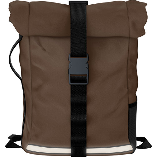 Rolltop Rucksack Comfort , espressobraun / schwarz, Sublimation-fabric 200g - Polyester (PU), 29,50cm x 13,00cm x 33,00cm (Länge x Höhe x Breite), Bild 1