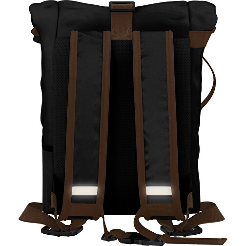 Rolltop Rucksack Comfort , schwarz / espressobraun, Sublimation-fabric 200g - Polyester (PU), 29,50cm x 13,00cm x 33,00cm (Länge x Höhe x Breite), Bild 2