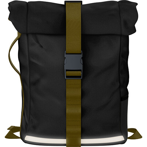 Rolltop Rucksack Comfort , schwarz / tannengrün, Sublimation-fabric 200g - Polyester (PU), 29,50cm x 13,00cm x 33,00cm (Länge x Höhe x Breite), Bild 1