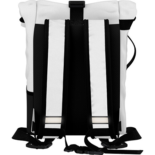 Rolltop Rucksack Comfort , weiss / schwarz, Sublimation-fabric 200g - Polyester (PU), 29,50cm x 13,00cm x 33,00cm (Länge x Höhe x Breite), Bild 2