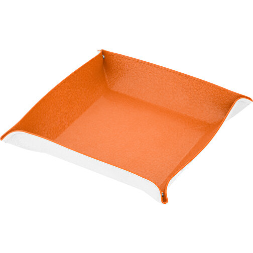 Lederschale Luxor , orange / weiss, Donato Rindleder, 18,00cm x 4,00cm x 18,00cm (Länge x Höhe x Breite), Bild 1