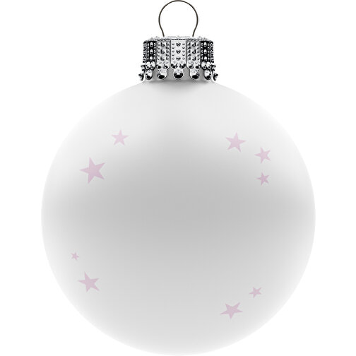 Baubles natalizi medi 66 mm, corona d\'argento, opachi, Immagine 1