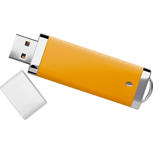 PromoPerfect USB-STICK 2.0 PLASTIK , kürbisorange / weiß MB , 65 GB , Gummiplastik, Kunststoff MB , 7,00cm x 0,70cm x 2,00cm (Länge x Höhe x Breite), Bild 1