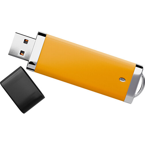 PromoPerfect USB-STICK 2.0 PLASTIK , kürbisorange / schwarz MB , 65 GB , Gummiplastik, Kunststoff MB , 7,00cm x 0,70cm x 2,00cm (Länge x Höhe x Breite), Bild 1