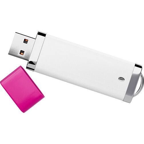 PromoPerfect USB-STICK 2.0 PLASTIK , weiß / pink MB , 8 GB , Gummiplastik, Kunststoff MB , 7,00cm x 0,70cm x 2,00cm (Länge x Höhe x Breite), Bild 1