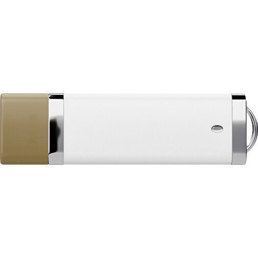 PromoPerfect USB-STICK 2.0 PLASTIK , weiß / gold MB , 65 GB , Gummiplastik, Kunststoff MB , 7,00cm x 0,70cm x 2,00cm (Länge x Höhe x Breite), Bild 2