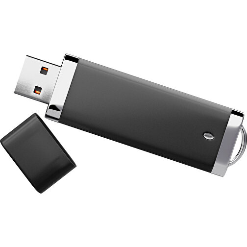 PromoPerfect USB-STICK 2.0 PLASTIK , schwarz MB , 65 GB , Gummiplastik, Kunststoff MB , 7,00cm x 0,70cm x 2,00cm (Länge x Höhe x Breite), Bild 1