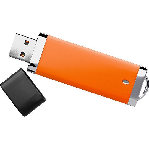 PromoPerfect USB-STICK 2.0 PLASTIK , orange / schwarz MB , 65 GB , Gummiplastik, Kunststoff MB , 7,00cm x 0,70cm x 2,00cm (Länge x Höhe x Breite), Bild 1