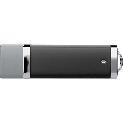 PromoPerfect USB-STICK 2.0 PLASTIK , schwarz / silber MB , 4 GB , Gummiplastik, Kunststoff MB , 7,00cm x 0,70cm x 2,00cm (Länge x Höhe x Breite), Bild 2