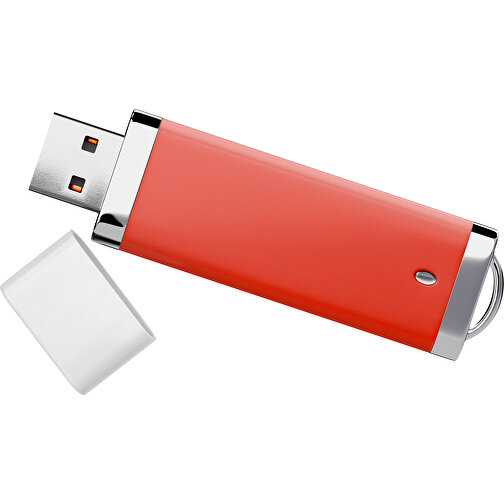 PromoPerfect USB-STICK 2.0 PLASTIK , rot / weiß MB , 4 GB , Gummiplastik, Kunststoff MB , 7,00cm x 0,70cm x 2,00cm (Länge x Höhe x Breite), Bild 1