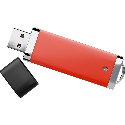 PromoPerfect USB-STICK 2.0 PLASTIK , rot / schwarz MB , 4 GB , Gummiplastik, Kunststoff MB , 7,00cm x 0,70cm x 2,00cm (Länge x Höhe x Breite), Bild 1