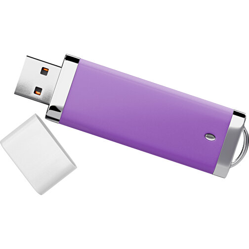 PromoPerfect USB-STICK 2.0 PLASTIK , lavendellila / weiß MB , 4 GB , Gummiplastik, Kunststoff MB , 7,00cm x 0,70cm x 2,00cm (Länge x Höhe x Breite), Bild 1