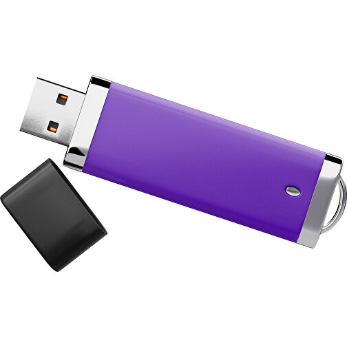 PromoPerfect USB-STICK 2.0 PLASTIK , violet / schwarz MB , 32 GB , Gummiplastik, Kunststoff MB , 7,00cm x 0,70cm x 2,00cm (Länge x Höhe x Breite), Bild 1