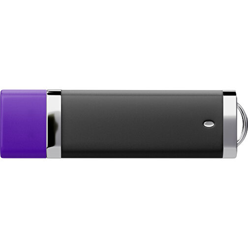 PromoPerfect USB-STICK 2.0 PLASTIK , schwarz / violet MB , 32 GB , Gummiplastik, Kunststoff MB , 7,00cm x 0,70cm x 2,00cm (Länge x Höhe x Breite), Bild 2