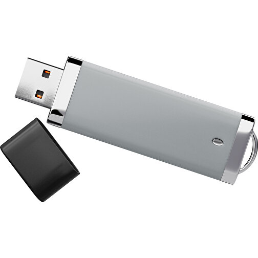 PromoPerfect USB-STICK 2.0 PLASTIK , silber / schwarz MB , 32 GB , Gummiplastik, Kunststoff MB , 7,00cm x 0,70cm x 2,00cm (Länge x Höhe x Breite), Bild 1