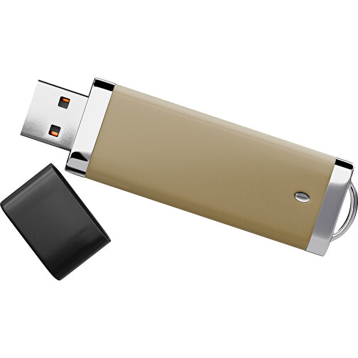 PromoPerfect USB-STICK 2.0 PLASTIK , gold / schwarz MB , 32 GB , Gummiplastik, Kunststoff MB , 7,00cm x 0,70cm x 2,00cm (Länge x Höhe x Breite), Bild 1