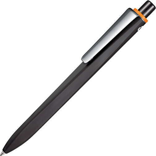 Kugelschreiber RIDGE RECYCLED SOFT M , Ritter-Pen, schwarz/orange, ABS u. Metall, 14,10cm (Länge), Bild 2