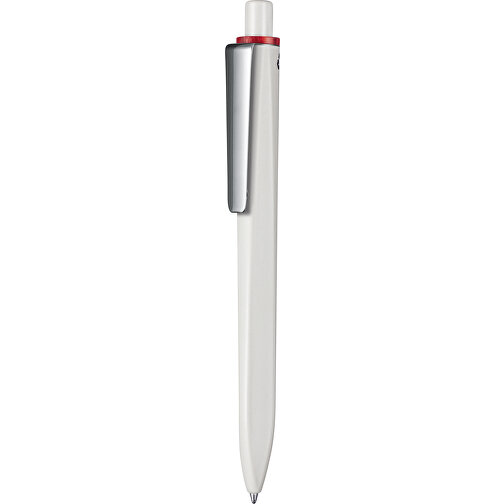 Kugelschreiber RIDGE RECYCLED SOFT M , Ritter-Pen, grau / rot transparent, ABS u. Metall, 14,10cm (Länge), Bild 1