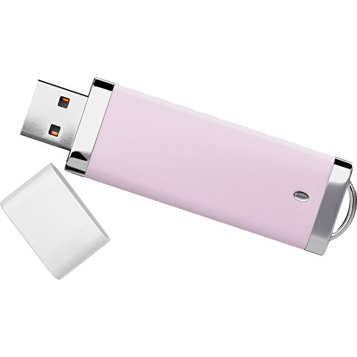 PromoPerfect USB-STICK 2.0 PLASTIK , zartrosa / weiß MB , 32 GB , Gummiplastik, Kunststoff MB , 7,00cm x 0,70cm x 2,00cm (Länge x Höhe x Breite), Bild 1