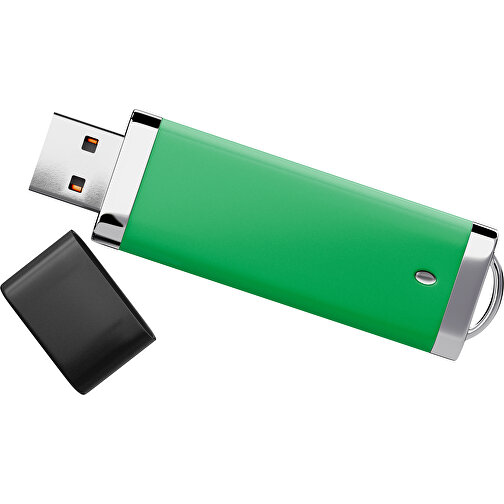 PromoPerfect USB-STICK 2.0 PLASTIK , grün / schwarz MB , 32 GB , Gummiplastik, Kunststoff MB , 7,00cm x 0,70cm x 2,00cm (Länge x Höhe x Breite), Bild 1