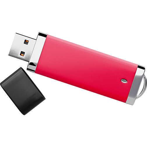 PromoPerfect USB-STICK 2.0 PLASTIK , ampelrot / schwarz MB , 32 GB , Gummiplastik, Kunststoff MB , 7,00cm x 0,70cm x 2,00cm (Länge x Höhe x Breite), Bild 1