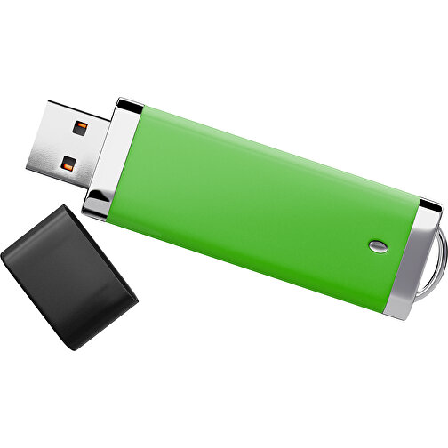 PromoPerfect USB-STICK 2.0 PLASTIK , grasgrün / schwarz MB , 2 GB , Gummiplastik, Kunststoff MB , 7,00cm x 0,70cm x 2,00cm (Länge x Höhe x Breite), Bild 1