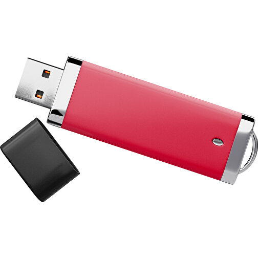 PromoPerfect USB-STICK 2.0 PLASTIK , dunkelrot / schwarz MB , 2 GB , Gummiplastik, Kunststoff MB , 7,00cm x 0,70cm x 2,00cm (Länge x Höhe x Breite), Bild 1