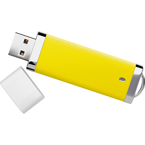 PromoPerfect USB-STICK 2.0 PLASTIK , gelb / weiß MB , 2 GB , Gummiplastik, Kunststoff MB , 7,00cm x 0,70cm x 2,00cm (Länge x Höhe x Breite), Bild 1