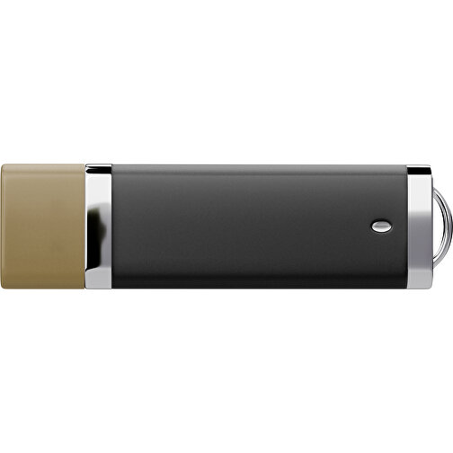 PromoPerfect USB-STICK 2.0 PLASTIK , schwarz / gold MB , 1 GB , Gummiplastik, Kunststoff MB , 7,00cm x 0,70cm x 2,00cm (Länge x Höhe x Breite), Bild 2