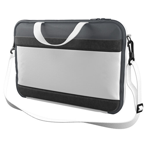 Laptoptasche Stripe , weiß / asphaltgrau, Sublimation-fabric 200g - Polyester (PU), 36,00cm x 28,00cm x 5,00cm (Länge x Höhe x Breite), Bild 1