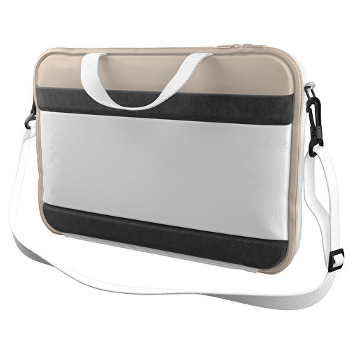 Laptoptasche Stripe , weiß / beige, Sublimation-fabric 200g - Polyester (PU), 36,00cm x 28,00cm x 5,00cm (Länge x Höhe x Breite), Bild 1