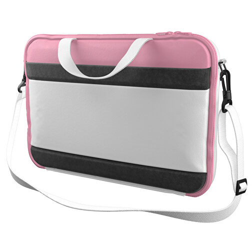 Laptoptasche Stripe , weiss / hellpink, Sublimation-fabric 200g - Polyester (PU), 36,00cm x 28,00cm x 5,00cm (Länge x Höhe x Breite), Bild 1