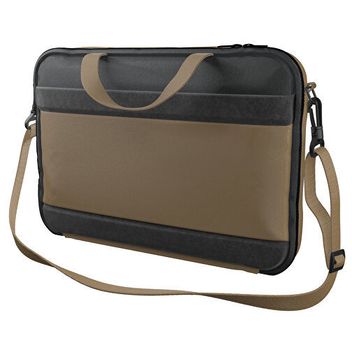 Laptoptasche Stripe , hellgold / schwarz, Sublimation-fabric 200g - Polyester (PU), 36,00cm x 28,00cm x 5,00cm (Länge x Höhe x Breite), Bild 1