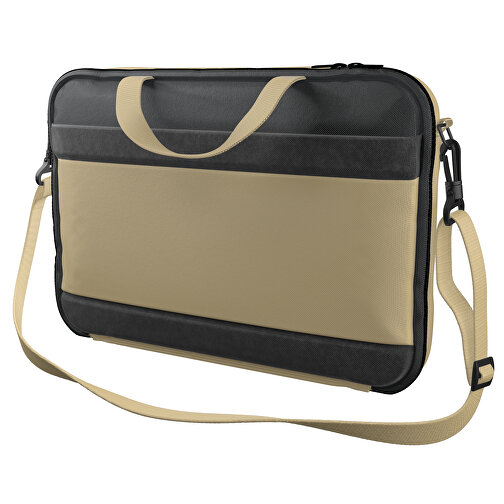 Laptoptasche Stripe , hellbraun / schwarz, Sublimation-fabric 200g - Polyester (PU), 36,00cm x 28,00cm x 5,00cm (Länge x Höhe x Breite), Bild 1