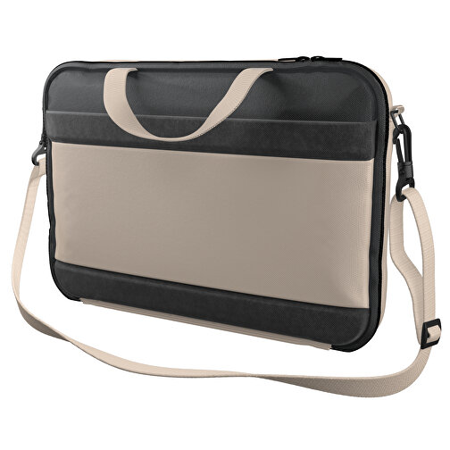 Laptoptasche Stripe , beige / schwarz, Sublimation-fabric 200g - Polyester (PU), 36,00cm x 28,00cm x 5,00cm (Länge x Höhe x Breite), Bild 1