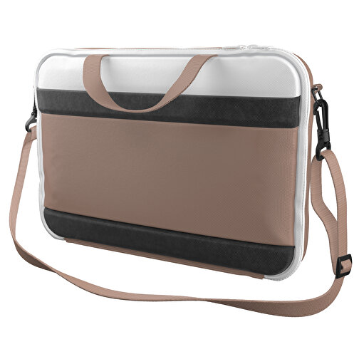 Laptoptasche Stripe , mandelbraun / weiß, Sublimation-fabric 200g - Polyester (PU), 36,00cm x 28,00cm x 5,00cm (Länge x Höhe x Breite), Bild 1