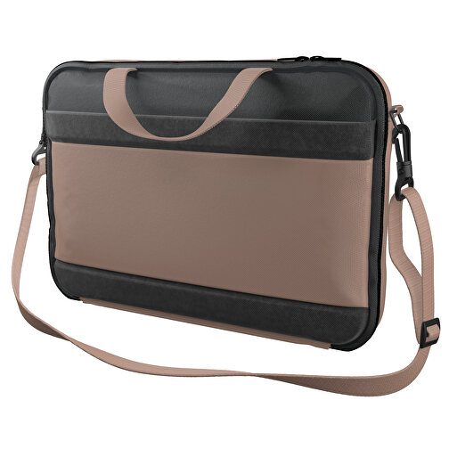 Laptoptasche Stripe , mandelbraun / schwarz, Sublimation-fabric 200g - Polyester (PU), 36,00cm x 28,00cm x 5,00cm (Länge x Höhe x Breite), Bild 1