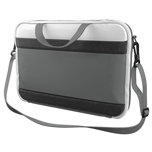 Laptoptasche Stripe , delfingrau / weiss, Sublimation-fabric 200g - Polyester (PU), 36,00cm x 28,00cm x 5,00cm (Länge x Höhe x Breite), Bild 1