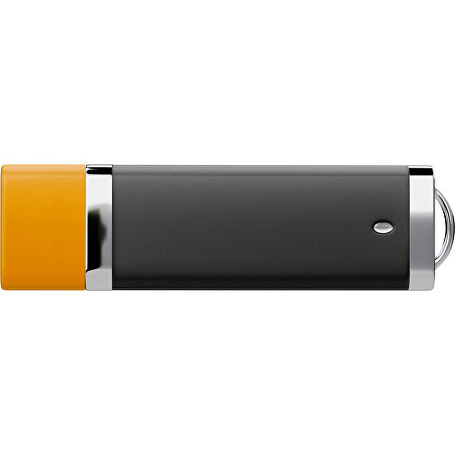 PromoPerfect USB-STICK 2.0 PLASTIK , schwarz / kürbisorange MB , 1 GB , Gummiplastik, Kunststoff MB , 7,00cm x 0,70cm x 2,00cm (Länge x Höhe x Breite), Bild 2