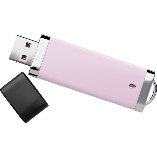 PromoPerfect USB-STICK 2.0 PLASTIK , zartrosa / schwarz MB , 1 GB , Gummiplastik, Kunststoff MB , 7,00cm x 0,70cm x 2,00cm (Länge x Höhe x Breite), Bild 1